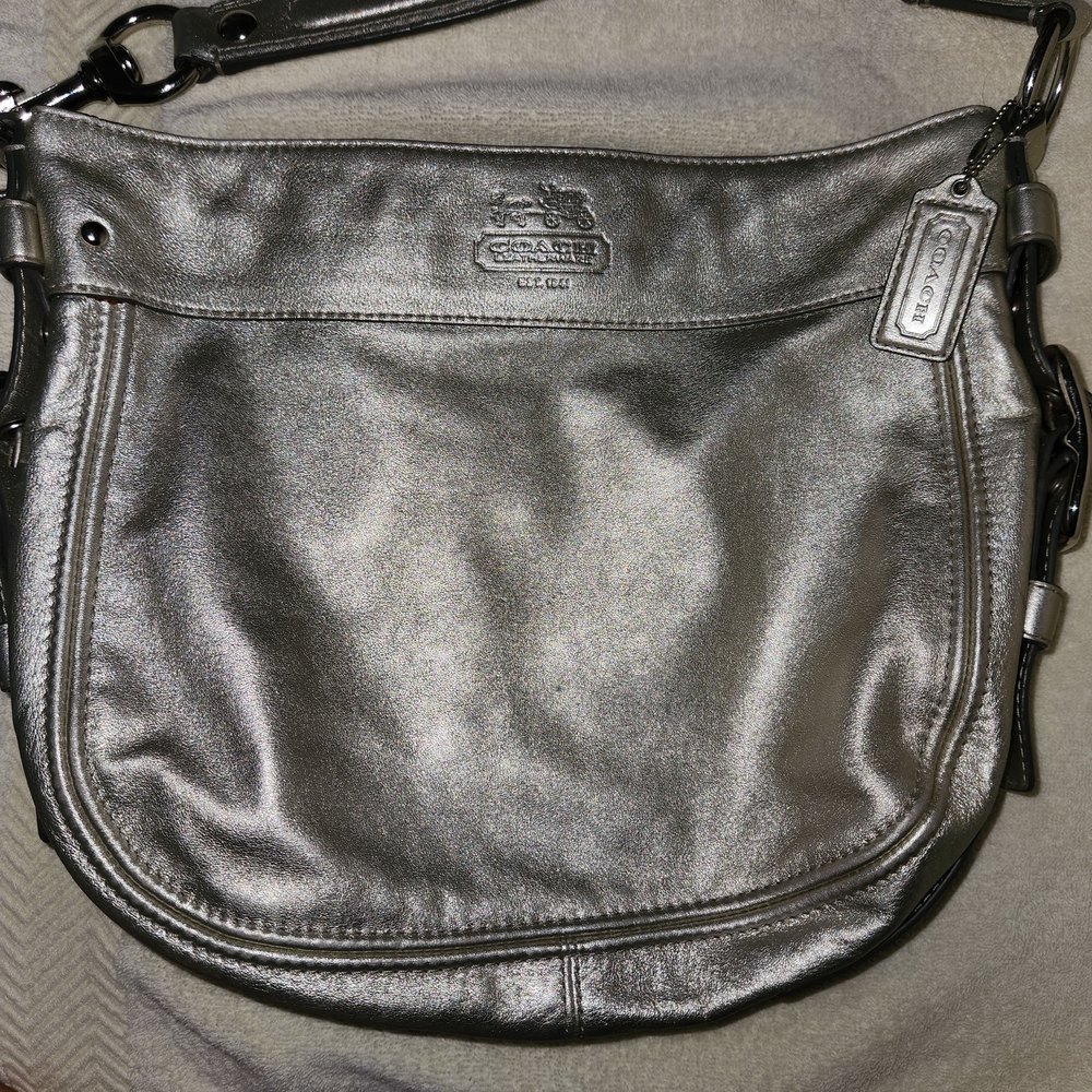 Coach Metallic Silver Shoulder Bag